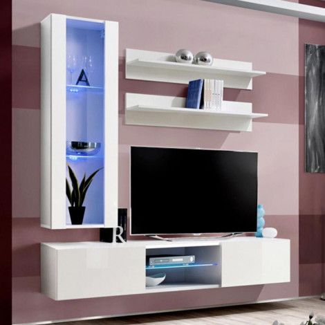 Meuble TV Mural Design "Fly XIX" 170cm Blanc|Meuble TV|Paris Prix