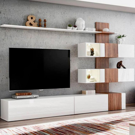 Ensemble Meuble TV Design "Quill" 250cm Blanc|Meuble TV|Paris Prix