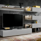 Ensemble Meuble TV Design "Silk" 240cm Gris & Naturel|Meuble TV|Paris Prix