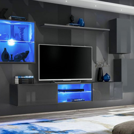 Ensemble Meuble TV "Switch XXIII" 250cm Gris|Meuble TV|Paris Prix