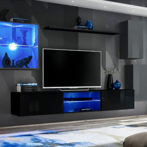 Ensemble Meuble TV "Switch XXIII" 250cm Gris & Noir|Meuble TV|Paris Prix