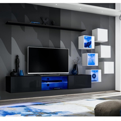 Ensemble Meuble TV "Switch XXI" 260cm Noir & Blanc|Meuble TV|Paris Prix