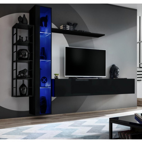 Ensemble Meuble TV Design "Switch VII" 240cm Noir|Meuble TV|Paris Prix