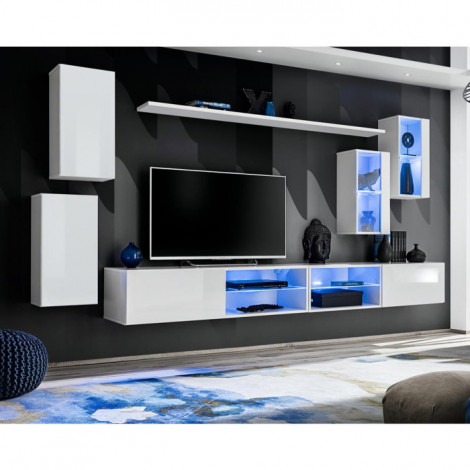 Ensemble Meuble TV Design "Switch XXV" 280cm Blanc|Meuble TV|Paris Prix