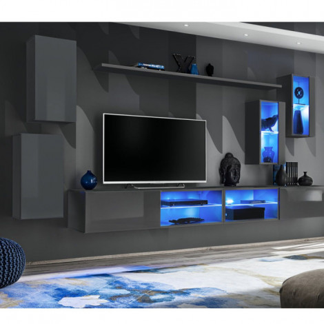 Ensemble Meuble TV "Switch XXV" 280cm Gris|Meuble TV|Paris Prix