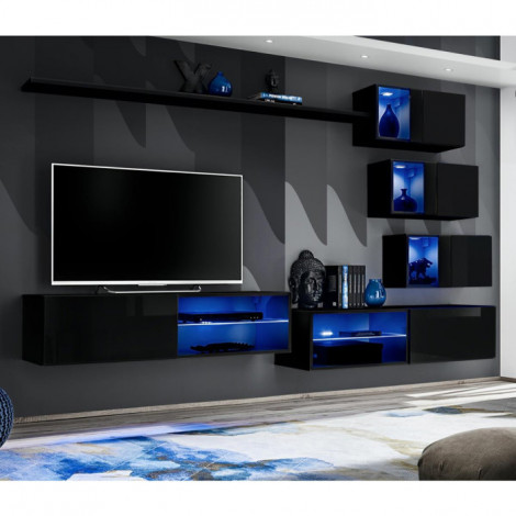 Ensemble Meuble TV Design "Switch XXIV" 250cm Noir|Meuble TV|Paris Prix