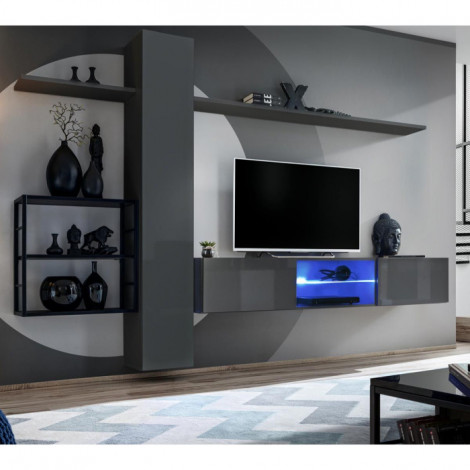 Ensemble Meuble TV "Switch V" 270cm Gris & Noir|Meuble TV|Paris Prix