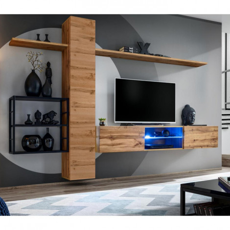 Ensemble Meuble TV "Switch V" 270cm Naturel & Noir|Meuble TV|Paris Prix