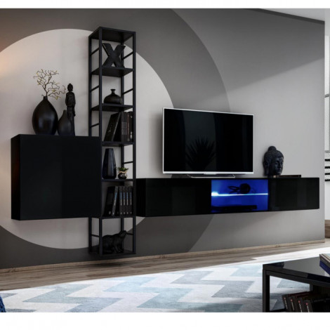 Ensemble Meuble TV Design "Switch VI" 270cm Gris & Noir|Meuble TV|Paris Prix