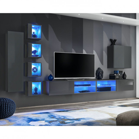 Ensemble Meuble TV "Switch XXVI" 320cm Gris|Meuble TV|Paris Prix