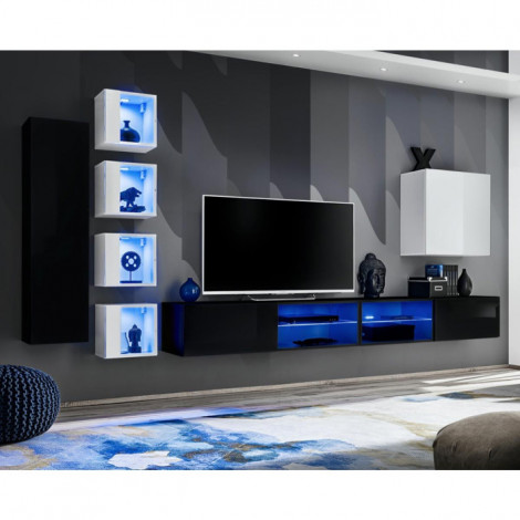 Ensemble Meuble TV "Switch XXVI" 320cm Noir & Blanc|Meuble TV|Paris Prix