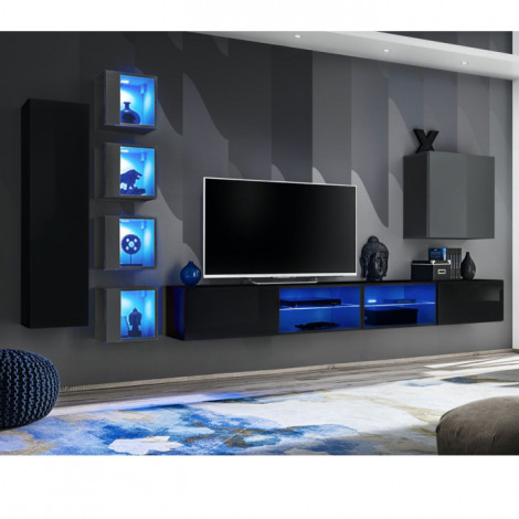 Ensemble Meuble TV "Switch XXVI" 320cm Noir & Gris|Meuble TV|Paris Prix