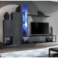 Ensemble Meuble TV Design "Switch VIII" 240cm Gris & Noir|Meuble TV|Paris Prix