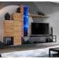 Ensemble Meuble TV Design "Switch VIII" 240cm Naturel & Noir|Meuble TV|Paris Prix