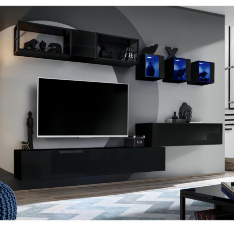 Ensemble Meuble TV Design "Switch III" 280cm Noir|Meuble TV|Paris Prix