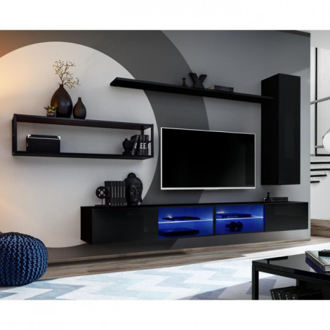 Ensemble Meuble TV Design "Switch IV" 300cm Noir|Meuble TV|Paris Prix