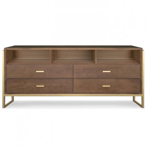 Meuble TV 4 Tiroirs "Bynard" 150cm Marron & Or|Meuble TV|Paris Prix