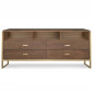 Meuble TV 4 Tiroirs "Bynard" 150cm Marron & Or|Meuble TV|Paris Prix