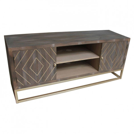 Meuble TV 2 Portes "Vintage" 130cm Marron|Meuble TV|Paris Prix
