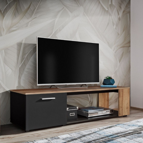 Meuble TV "RTV Maze I" 150cm Noir & Naturel|Meuble TV|Paris Prix