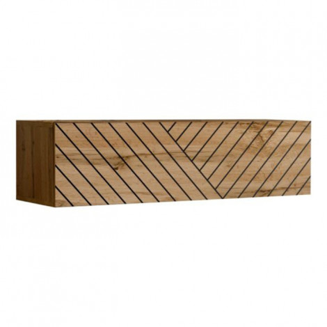 Banc TV Mural Design "Switch Lamel" 120cm Naturel Rainuré|Meuble TV|Paris Prix