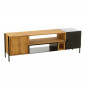 Meuble TV en Bois 2 Portes "Tina" 160cm Noir & Naturel|Meuble TV|Paris Prix