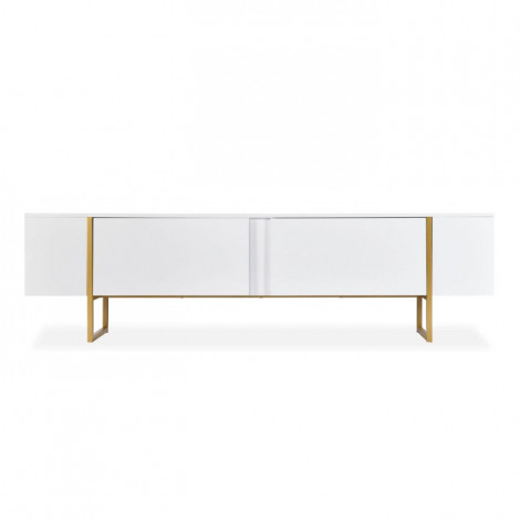 Meuble TV 2 portes "Valentin" 180cm Blanc & Or|Meuble TV|Paris Prix