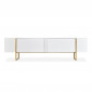 Meuble TV 2 portes "Valentin" 180cm Blanc & Or|Meuble TV|Paris Prix