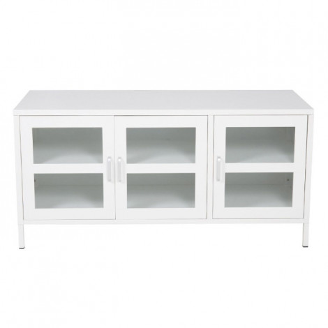 Meuble TV 3 Portes "Acero" 120cm Blanc|Meuble TV|Paris Prix
