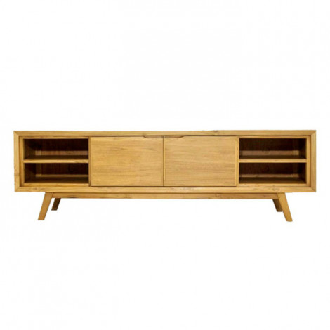 Meuble TV 2 Portes 4 Niches "Fiftees" 180cm Naturel|Meuble TV|Paris Prix