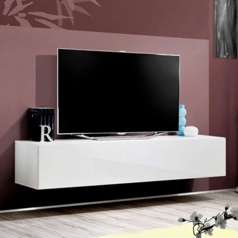 Meuble TV Mural Design "Fly I" 160cm Blanc|Meuble TV|Paris Prix