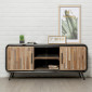 Meuble TV en Teck Industriel 2 Portes "Fusion" 150cm Naturel|Meuble TV|Paris Prix