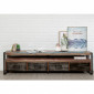 Meuble TV 4 Tiroirs en Teck Industriel "Loft" 210cm Marron|Meuble TV|Paris Prix