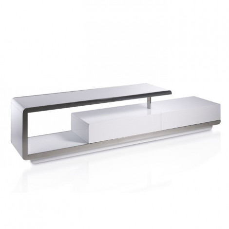 Meuble TV Design "Orlando" 200cm Blanc Laqué|Meuble TV|Paris Prix