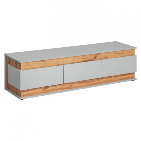 Meuble TV 3 Tiroirs "Berlin" 150cm Gris & Naturel|Meuble TV|Paris Prix