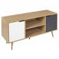 Meuble TV 2 Portes & 2 Niveaux "Agglo" 120cm Naturel|Meuble TV|Paris Prix