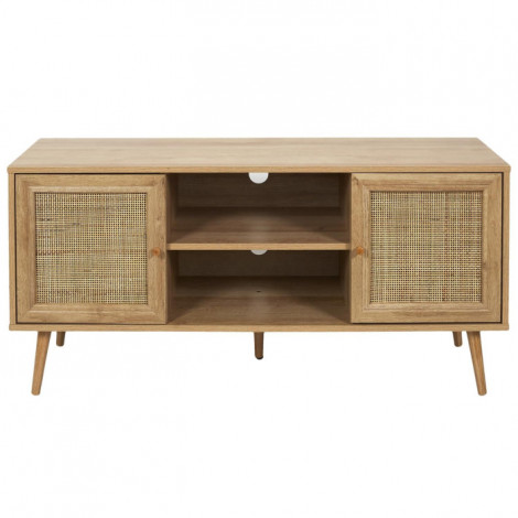 Meuble TV 2 Portes & 2 Niches "Bali" 115cm Naturel|Meuble TV|Paris Prix