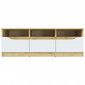 Meuble TV 3 Tiroirs "Miaso" 130cm Naturel & Blanc|Meuble TV|Paris Prix