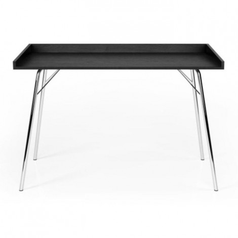 Bureau Design en Bois "Rayburn" 115cm Noir & Chrome|Bureau|Paris Prix