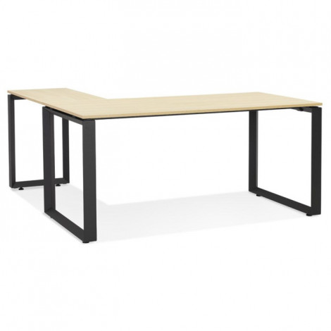 Bureau d'Angle Design "Abigano" 170cm Naturel & Noir|Bureau|Paris Prix