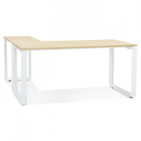 Bureau d'Angle Design "Abigano" 170cm Naturel & Blanc|Bureau|Paris Prix