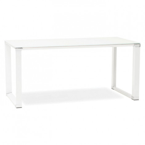 Bureau Design en Verre "Hovik" 160cm Blanc|Bureau|Paris Prix