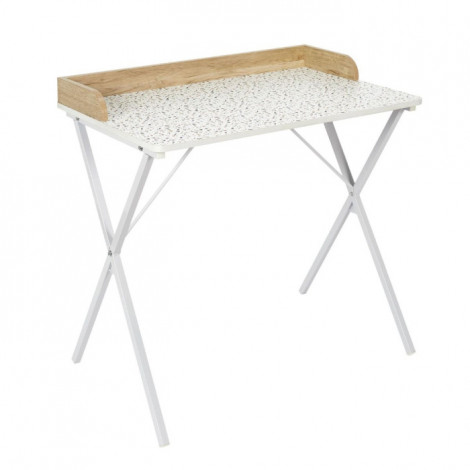 Bureau Design Effet "Terrazzo" 84cm Blanc & Naturel|Bureau|Paris Prix