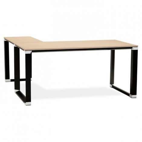 Bureau d'Angle Design "Hovik" 160cm Naturel & Noir|Bureau|Paris Prix