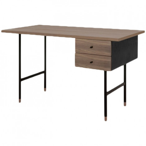Bureau Design 2 Tiroirs "Jugend" 130cm Noyer|Bureau|Paris Prix