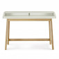 Bureau Design avec Plateau Coulissant "St James" 116cm Chêne & Blanc|Bureau|Paris Prix