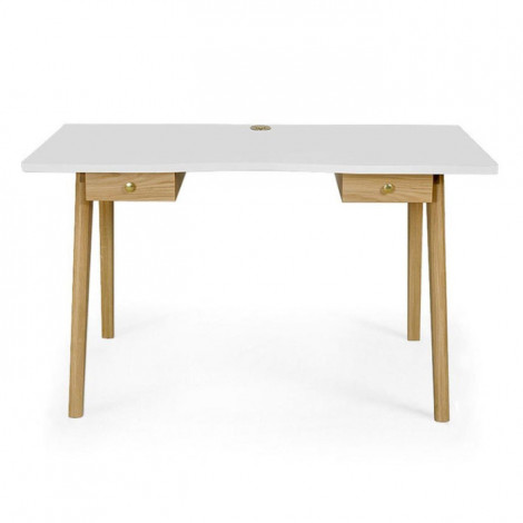 Bureau Design 2 Tiroirs "Nice" 140cm Chêne & Blanc|Bureau|Paris Prix