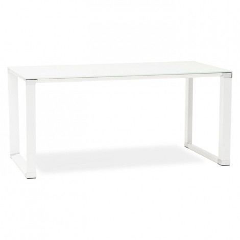 Bureau Design en Verre "Hovik" 140cm Blanc|Bureau|Paris Prix