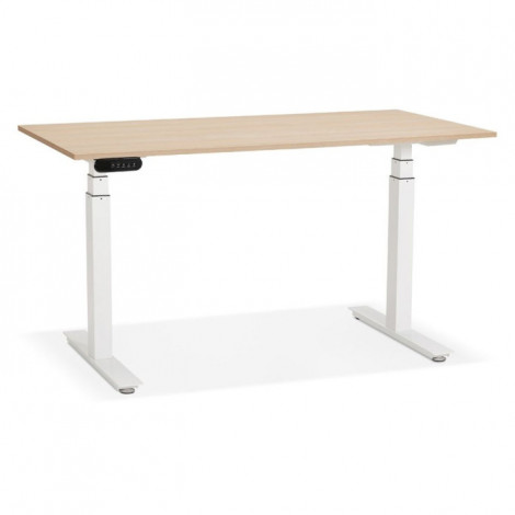 Bureau Design Réglable "Électrique" 140cm Naturel & Blanc|Bureau|Paris Prix