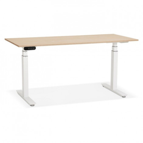 Bureau Design Réglable "Électrique" 160cm Naturel & Blanc|Bureau|Paris Prix